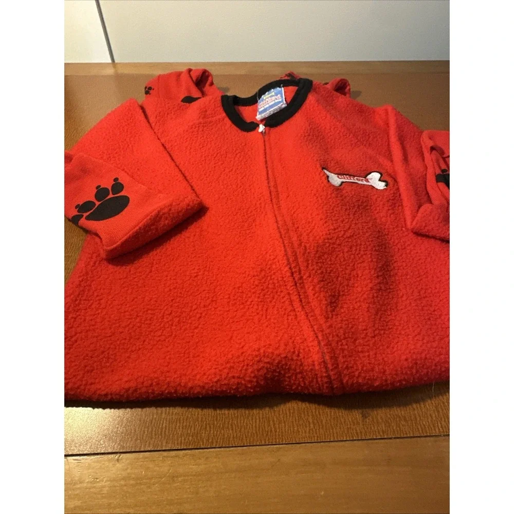 Clifford The Big Red Dog Scholastic Zip Up Red Pajamas With Paw Prints Size‎ 4T